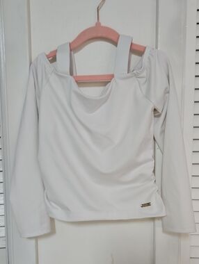 Justice Girl's White Off-Shoulder Long Sleeve Top